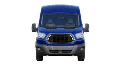 Blue cargo van with chrome grille, isolated on transparent background © Luke