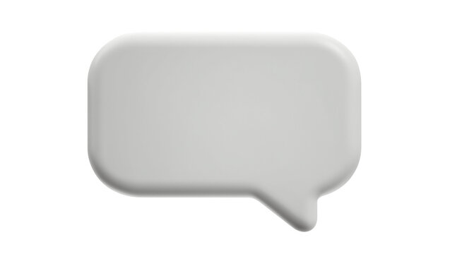 Smooth 3D white speech bubble icon, isolated on transparent background