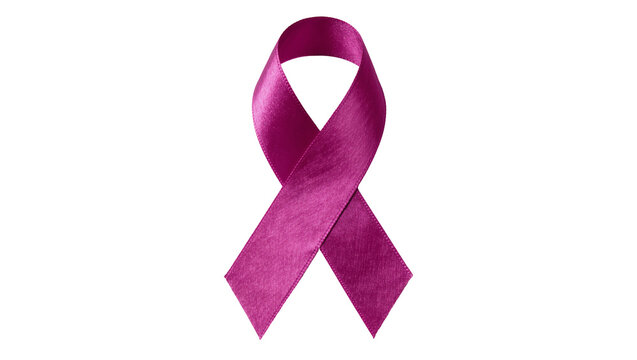Satin purple awareness ribbon, isolated on transparent background