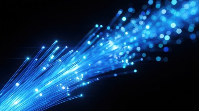 Fiber optic cables transmitting data connection