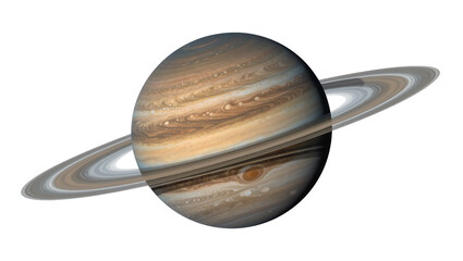 Gas giant planet Saturn with prominent rings, isolated on transparent background © Luke