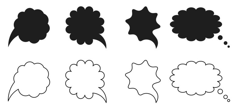 Comic Style Thought and Speech Bubbles for Conversation Vector