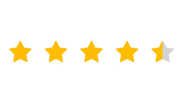 4.5 stars rating icon isolated on white isolated on transparent background