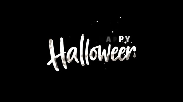 Happy Halloween Handwriting Lettering Animation in Orange and Silver, Festive Spooky Greeting Text Reveal for Halloween Celebration, Social Media, Video Intro, Motion Graphics and Seasonal Content