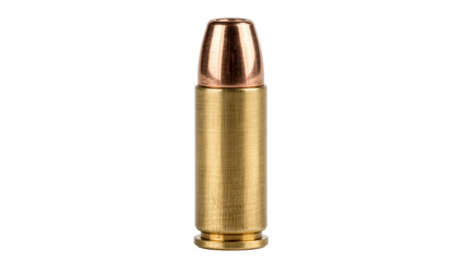 Single brass bullet with copper tip, isolated on transparent background © Laura