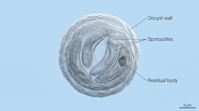 Labeled Diagram of a Cryptosporidium Oocyst with Sporozoites