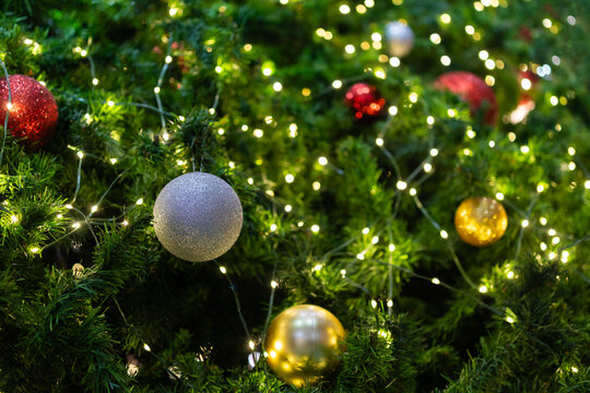 Christmas bauble hanging decoration on Christmas tree