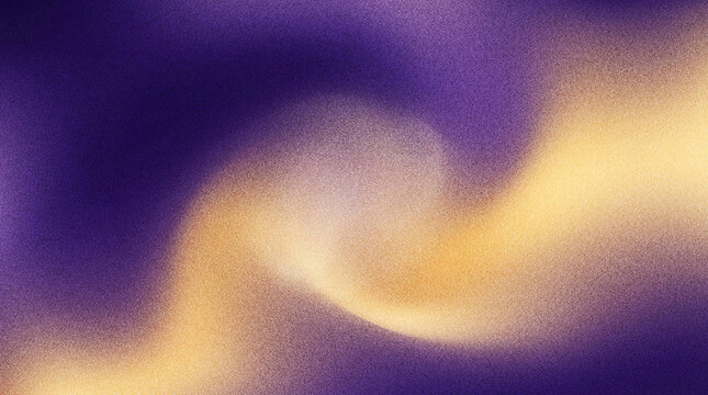 Abstract dynamic wave flow featuring purple and gold gradient grainy noise texture