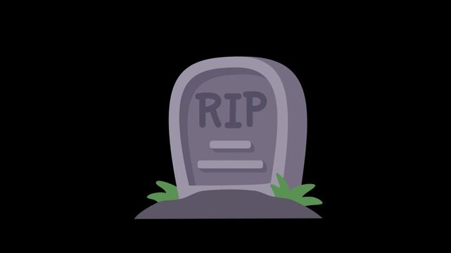 Minimalist cartoon illustration of a grey gravestone with RIP text, symbolizing memory and finality on a dark background.