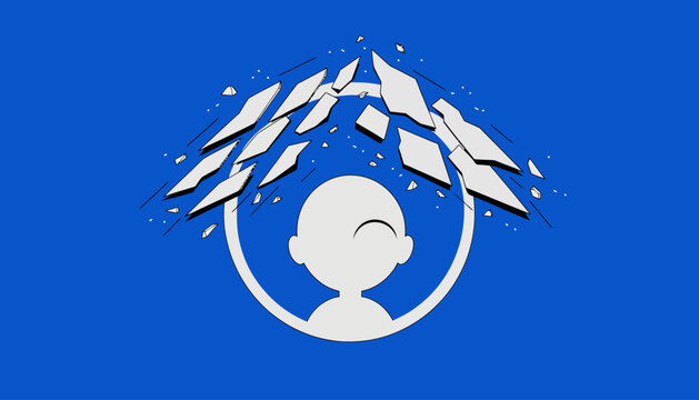 overwhelmed businessman with exploding head