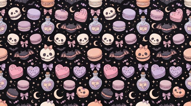 Luxury Pastel Goth Halloween Pattern