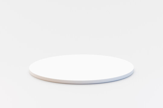 White podium product display stand with platform stage mockup isolated on white background