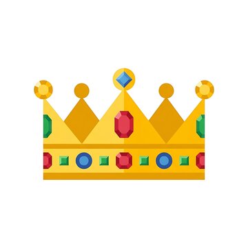 Golden royal crown with colorful gemstones isolated on white background