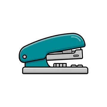 Teal office stapler isolated on white background