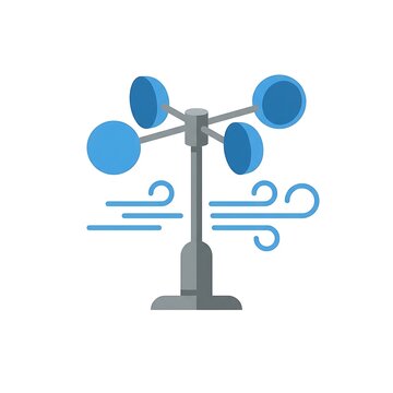 Anemometer icon showing wind speed measurement on a white background