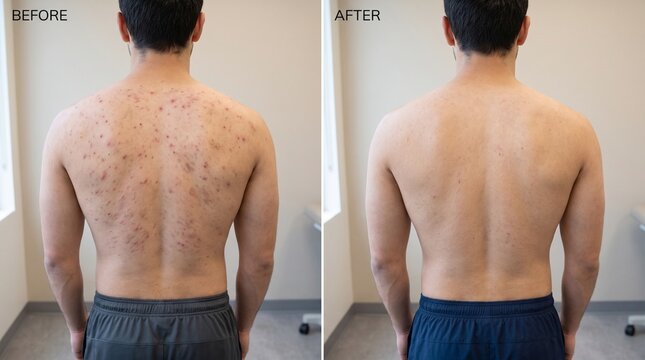 Back Acne Reduction and Skin Clearing Before and After