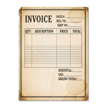 Vintage style invoice document with table layout