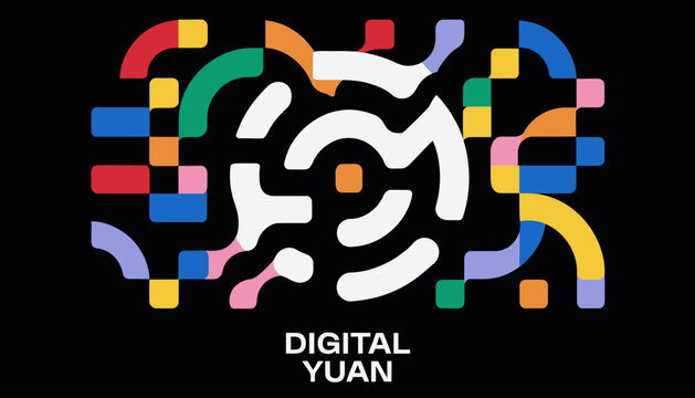 digital yuan logo, colorful abstract design