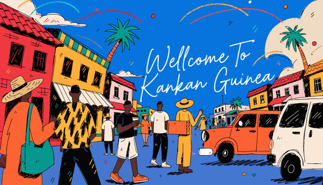 Welcome to Kankan Guinea, vibrant city life, tropical scene