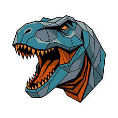 Geometric T-Rex Head Illustration Isolated on White © Sego