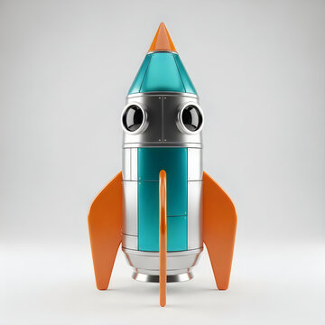 Colorful toy rocket with orange and blue details