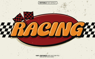 Obraz premium Vintage Racing 3D editable text effect