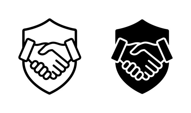 Secure Partnership Icons, Trust Agreement Symbol, Business Deal Vector Graphics, Collaboration Security Emblem