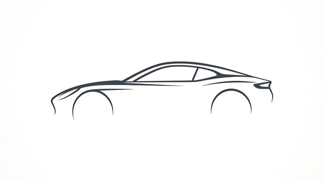 Minimalist sports car outline silhouette vector sketch for automotive concept design