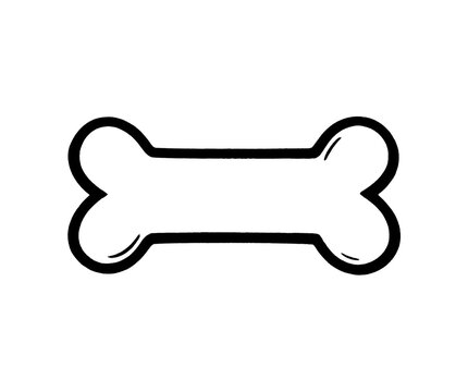 Simple dog bone outline icon isolated on white background
