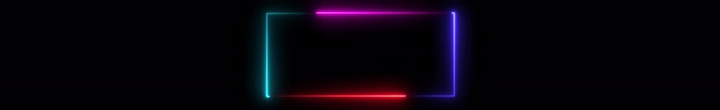 Abstract glowing neon light rectangle border frame animation. Square Rectangle picture frame icon. Motion graphics of four ton rectangle picture frame. seamless looping