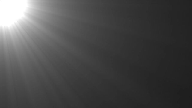 Flash lights, bright light lens flare effect, White light beams on black background. Light animation. Dynamic sun rays, High-quality stock footage of sun rays light effects