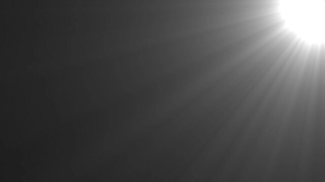 Flash lights, bright light lens flare effect, White light beams on black background. Light animation. Dynamic sun rays, High-quality stock footage of sun rays light effects