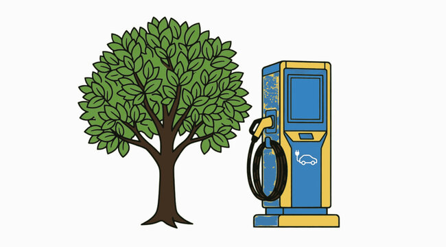 Modern Smart Electric Vehicle EV Charging Station Vector
