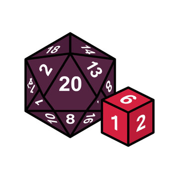 Tabletop RPG Critical 20 Polyhedral D20 Dice with D6 Clipart