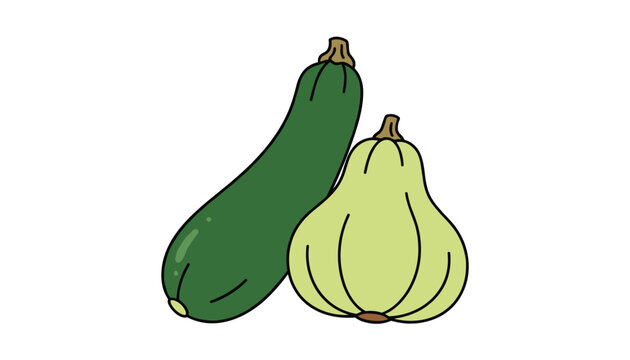 Fresh green zucchini and pale green squash vegetables, ideal for highlighting organic farming and healthy vegetarian cooking.