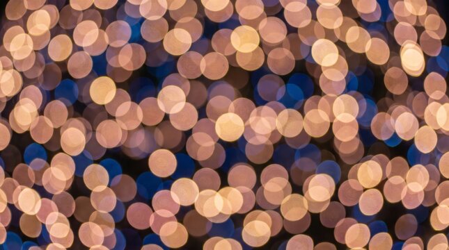 Warm bokeh lights blur against deep blue night background