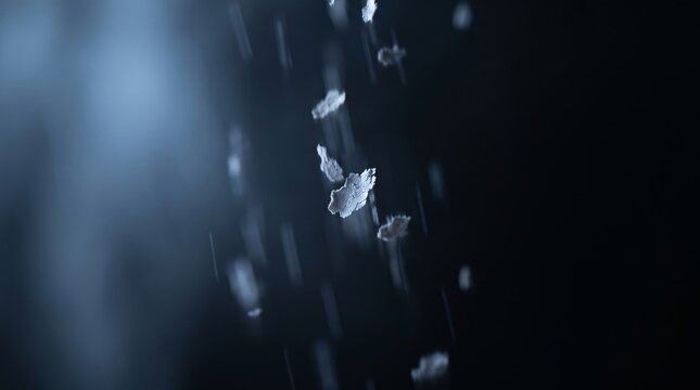 Microscopic organisms floating in dark blue liquid environment