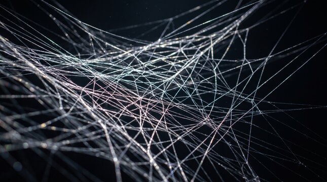 Glowing network connections expanding across dark space