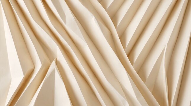 Curved cream paper strips creating geometric abstract pattern