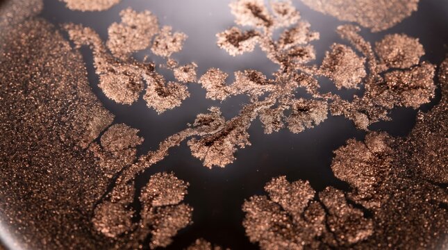 Sparkling particles forming organic shapes against dark background