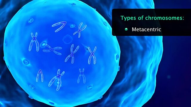 Scientific illustration of chromosome types classified by centromere position, structure, and morphology.