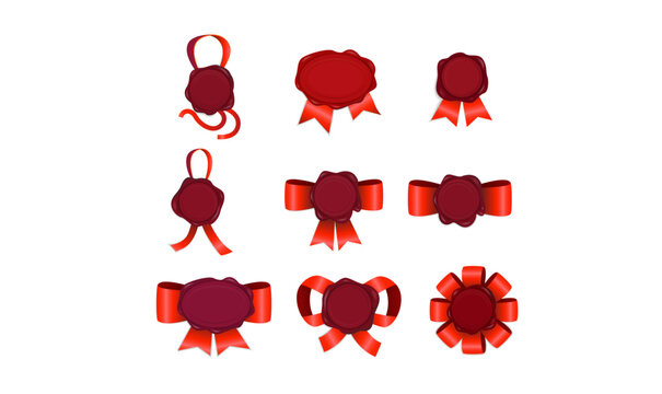 Wax stamp transparent set realistic 3d collection of isolated wax seal images with empty circle vector illustration, wax, Stemps, Stemp, red, set, collection, web, latter, bow, bundle, illustration, 