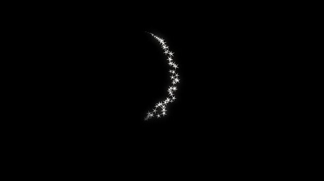 Soft glowing star dust, , minimalist white star twinkle loop, clean line glitter animation, modern vector sparkle doodle, flat graphic design light trail, simple glowing motion,