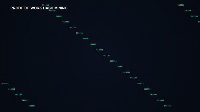 Proof Of Work Hash Code Mining Waterfall Binary Matrix Background