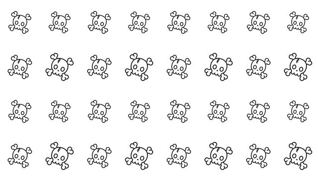 Skull bone icons grid pattern suitable for gothicthemed designs, background images, halloween projects, or darkthemed illustrations. Halloween background