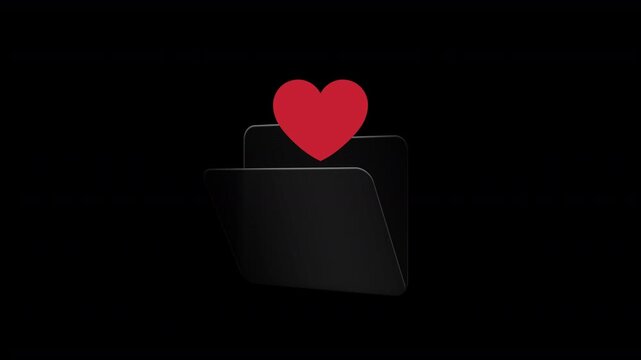 Love Heart Emerging From Folder on Transparent Background, Seamless Loop