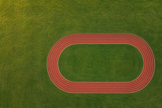 Aerial View of Empty Oval Running Track
