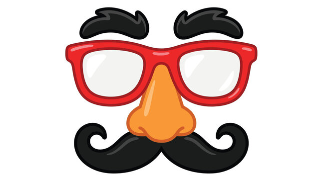 Cartoon mustache glasses and eyebrows on a white background