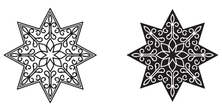 Intricate Elegant Star Shapes with Detailed Floral and Swirl Patterns for Graphic Design Projects