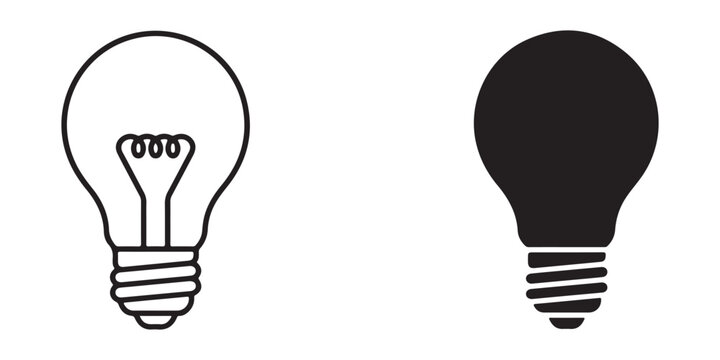 Lightbulb icon pair showing illuminated and unlit versions for design and presentation use
